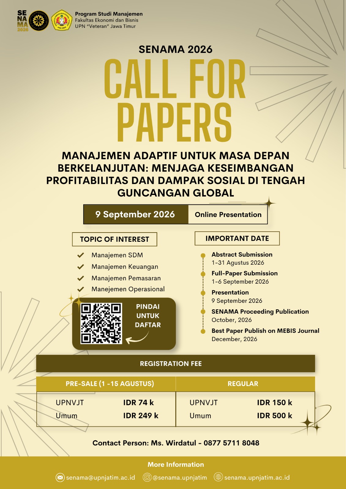 Call for Paper Seminar Nasional Manajemen (SENAMA) 2026