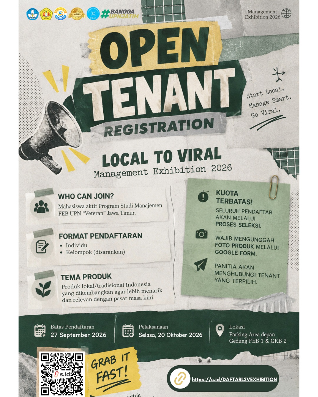 Management Exhibition 2026 Membuka Penerimaan Tenant bagi Mahasiswa Aktif Program Studi Manajemen UPN Veteran Jawa Timur